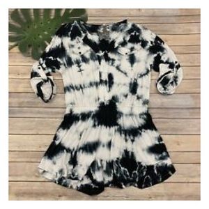 YFB blue quarter sleeve tie dye romper